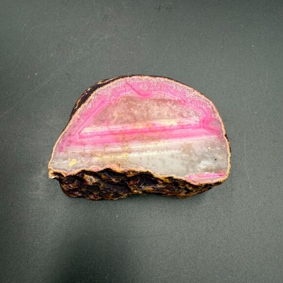 Natural Sliced Agate Gemstone Rock Pink and White Crystal Semi Polished - Picture 11 of 14